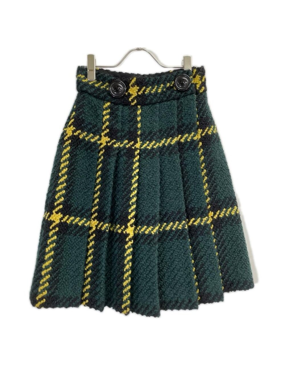 Miu Miu Green Wool Pleated Wrap Medium Skirt 38